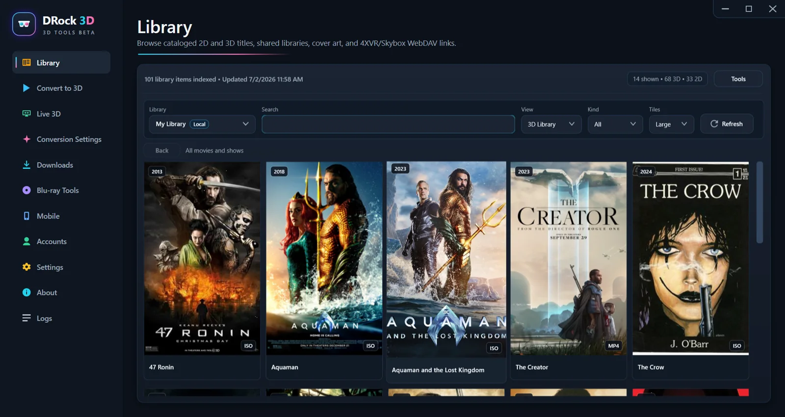 DRock 3D library with movie posters